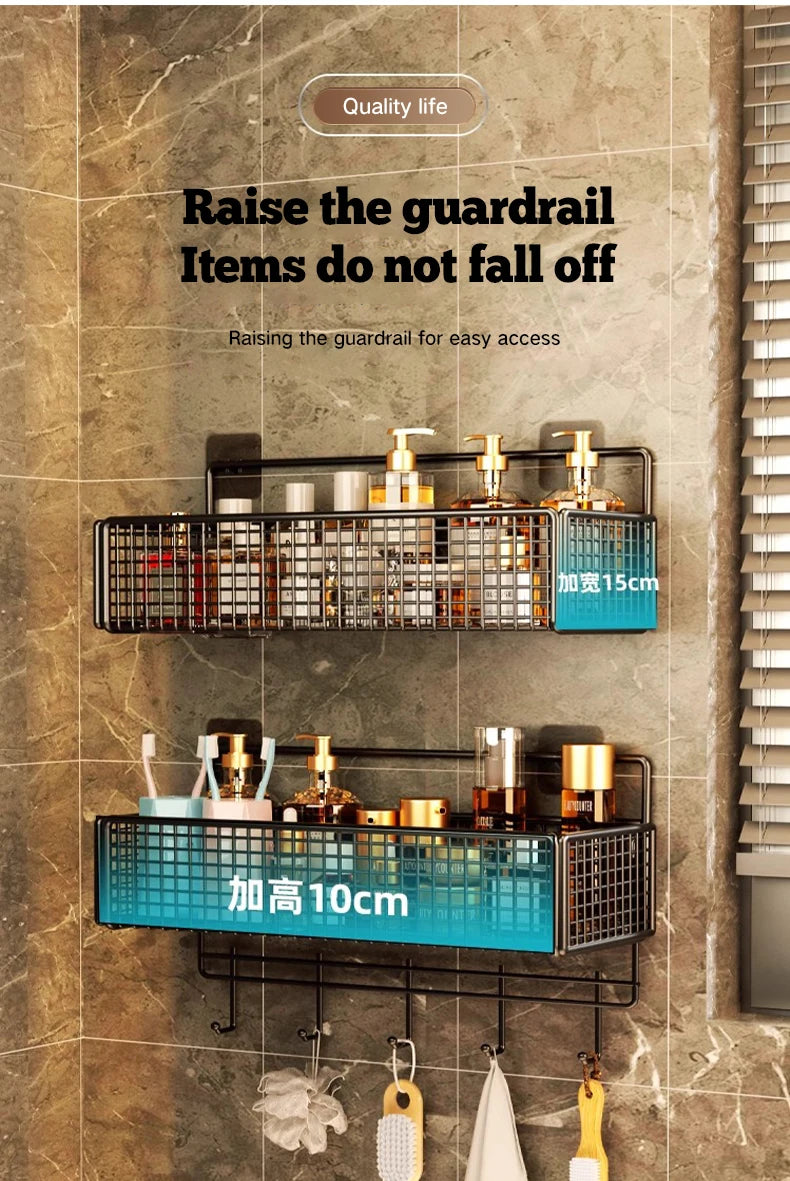 Bathroom Storage Rack Non Perforated Wall Mounted Towel And Toiletries Storage Rack Restroom Storage