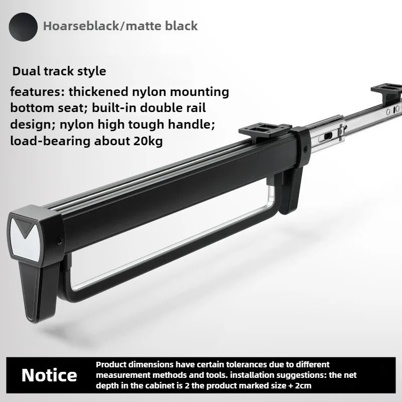 Closet shallow closet Slide rail retractable hangers Cabinet hanging rod vertical pull-out top mounted trouser rack free of hole