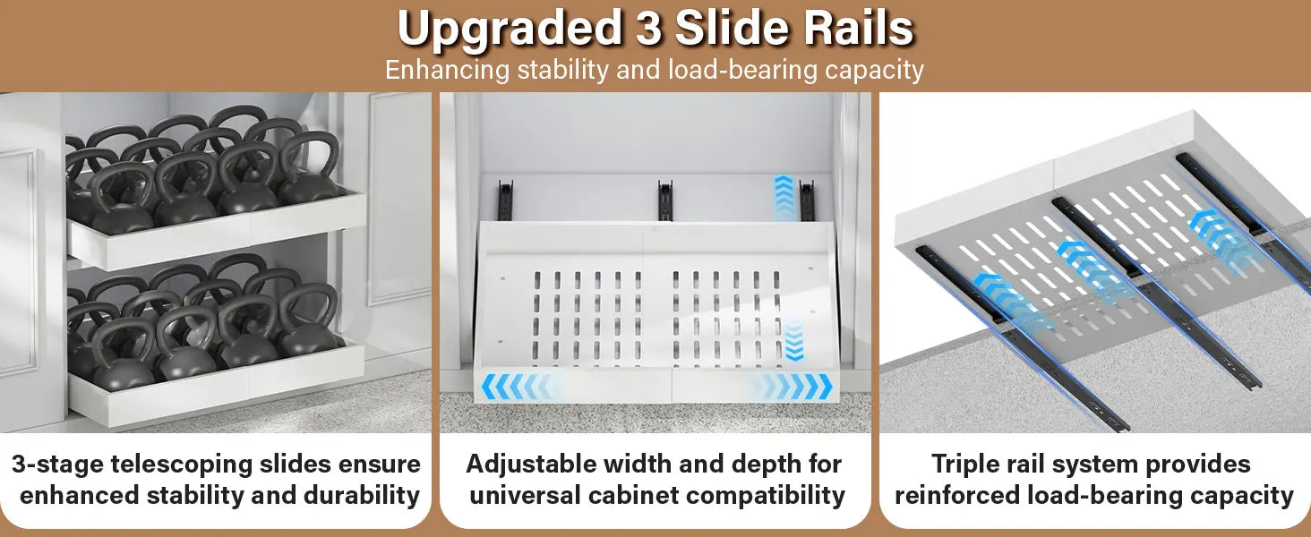 Pull Out Tray Organizer Kitchen Storage Rack Cabinet Expandable Under Sink Spice Boxes Silent Slide Drawer Style Bowl Dish Shelf