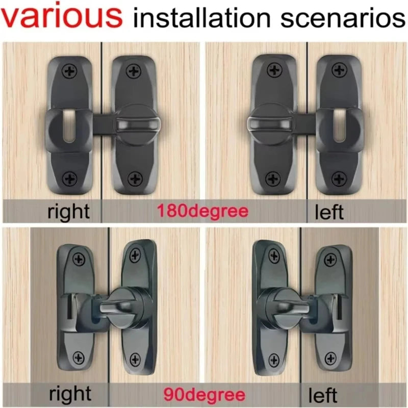 90/180 Degree Flip Door Lock Home Security Sliding Door Latch Small Gate Latches Hardware Anti-theft Lock Zinc Alloy Door Bolts