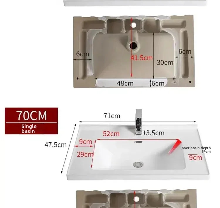 Bathroom Dressing Table and Sink Combination, Rock Plate Integrated Washbasin, Smart Mirror Cabinet, Toilet Furniture