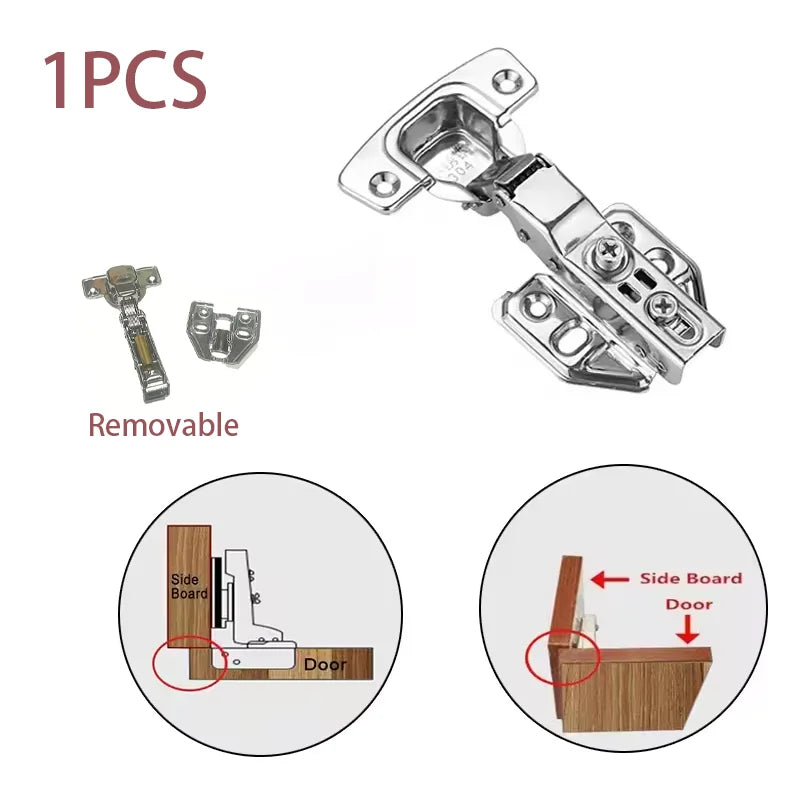 2-Pack Modern Hydraulic Cabinet Hinges Soft Close Damping Brushed Stainless Steel Metal Door Mount for Kitchen Cabinets Wardrobe