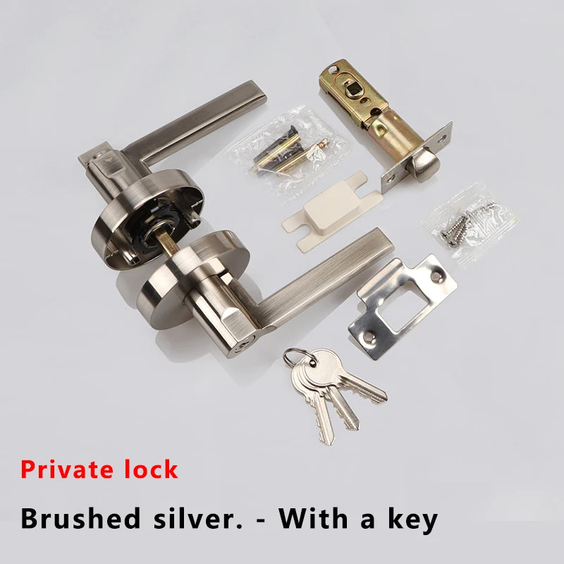 Door Lock Household Universal Silent Toilet Indoor Bedroom Lock Three-bar Handle Lock Old-Fashioned Spherical Round Door Lock