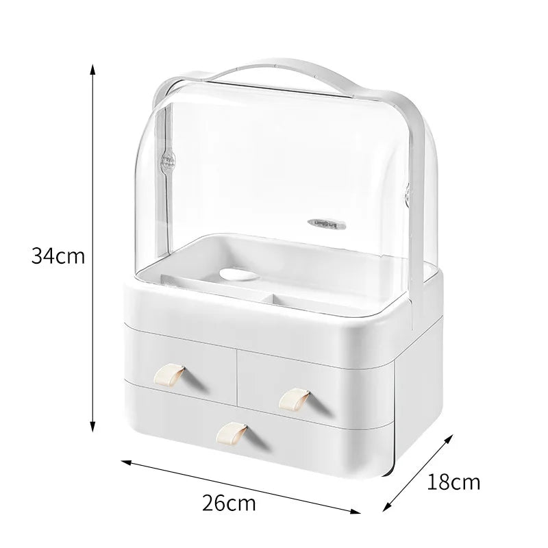 Cosmetic Organizer Countertop Organizer For Dresser With Lid And Drawer Countertop Waterproof And Dustproof Skin Care Organizer