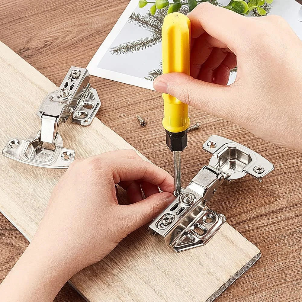 2-20Pcs Stainless Steel Cabinet Door Hinges Hydraulic Damper Buffer Soft Close Quiet Wardrobe Door Concealed Hinges with Screws