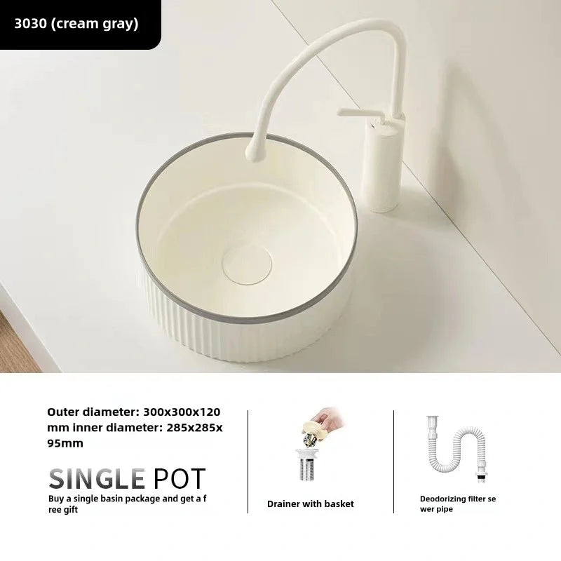 1 modern ceramic bathroom large sink, bathroom sink, modern home vanity basin (excluding faucet), suitable for balcony bathroom,