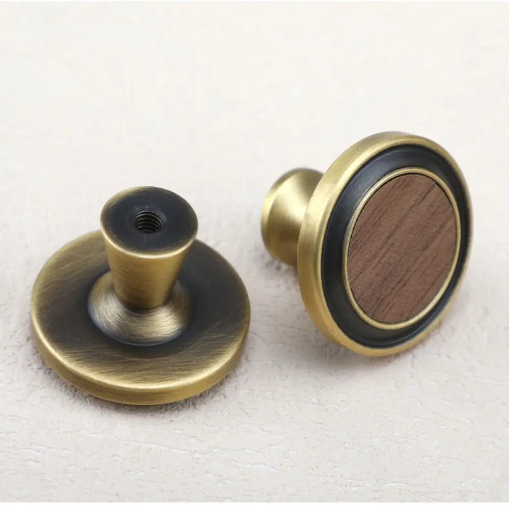 Brass Brass Cabinet Handles Walnut Vintage Design Walnut Knobs European Style Wooden American Retro Knobs Kitchen Cupboard