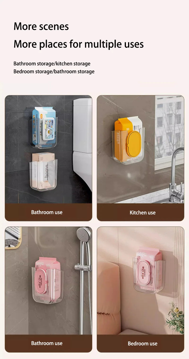 Bathroom Non Perforated Wall Mounted Wet Tissue Storage Box with Large Opening and Strong Load-bearing Capacity