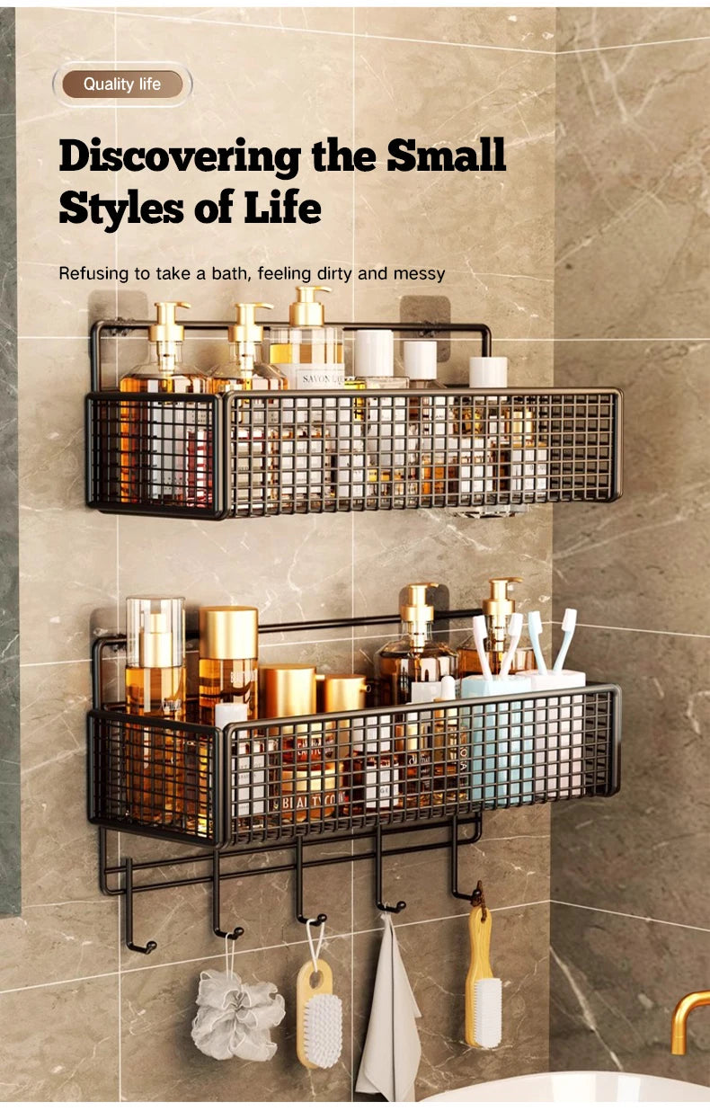 Bathroom Storage Rack Non Perforated Wall Mounted Towel And Toiletries Storage Rack Restroom Storage