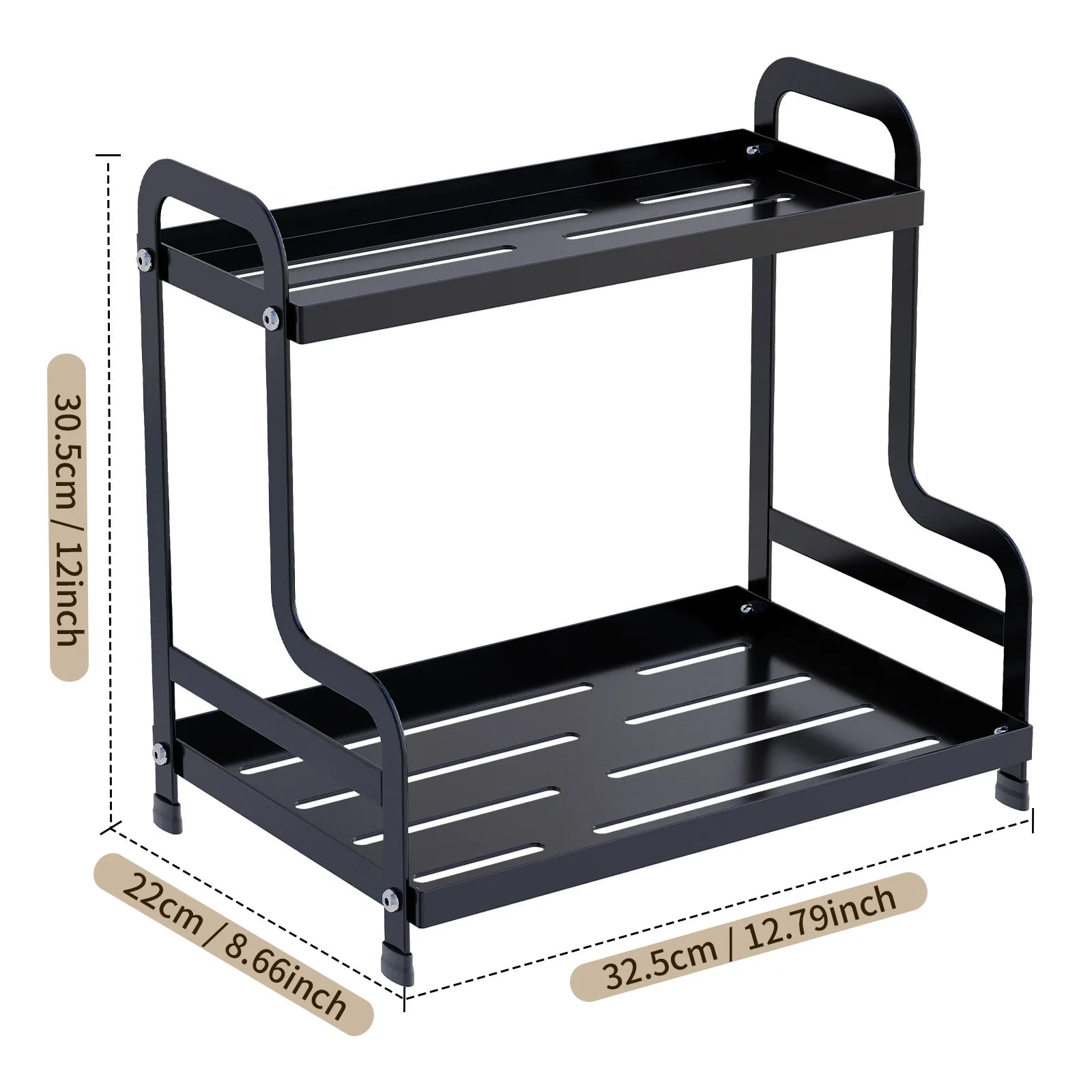 2 Tier Under Sink Organizer Sliding Cabinet Basket Organizer Storage Rack with Hooks Hanging Cup Bathroom Kitchen Organizer New