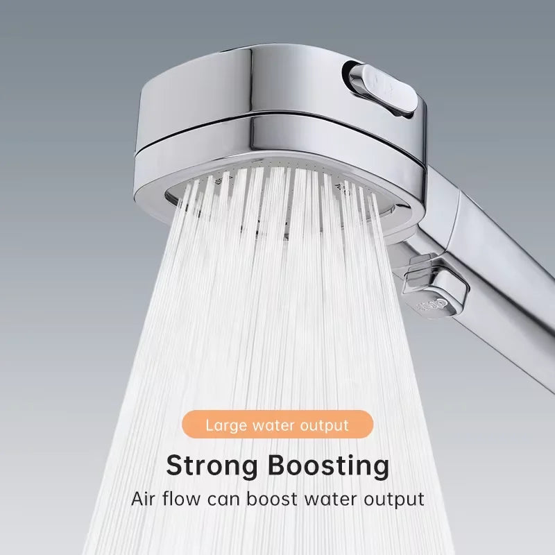 Bathroom Booster Shower Head with Filter, 3 Modes Adjustable Spray, Large Flow High Pressure Handheld Shower Head, Silver Shower