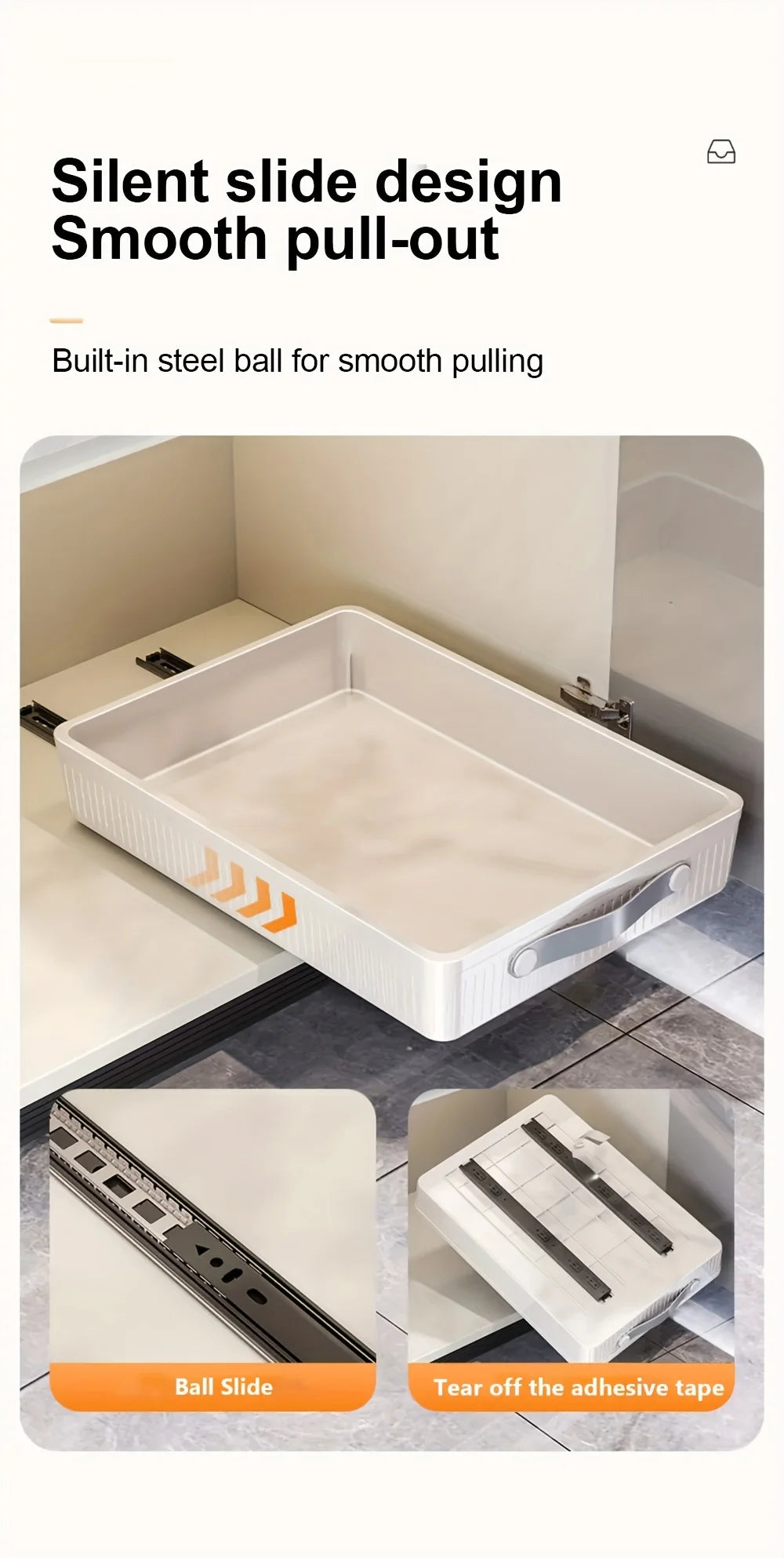 1 PC Kitchen Cabinet Drawer Storage Boxes with Slide Rails Pull-out Kitchen Storage Tray Spice Box Shelf Cabinets Organizer