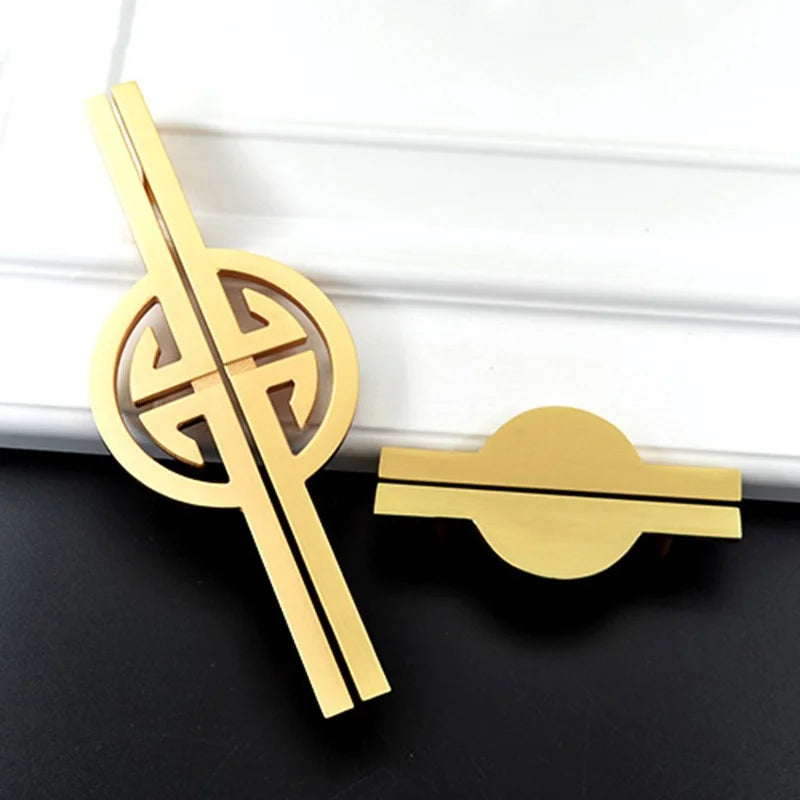 New Chinese Wardrobe Door Handle Golden Cabinet Door Pulls Drawer Shoe Wine Cabinet Handles Long Opposite Furniture Hardware