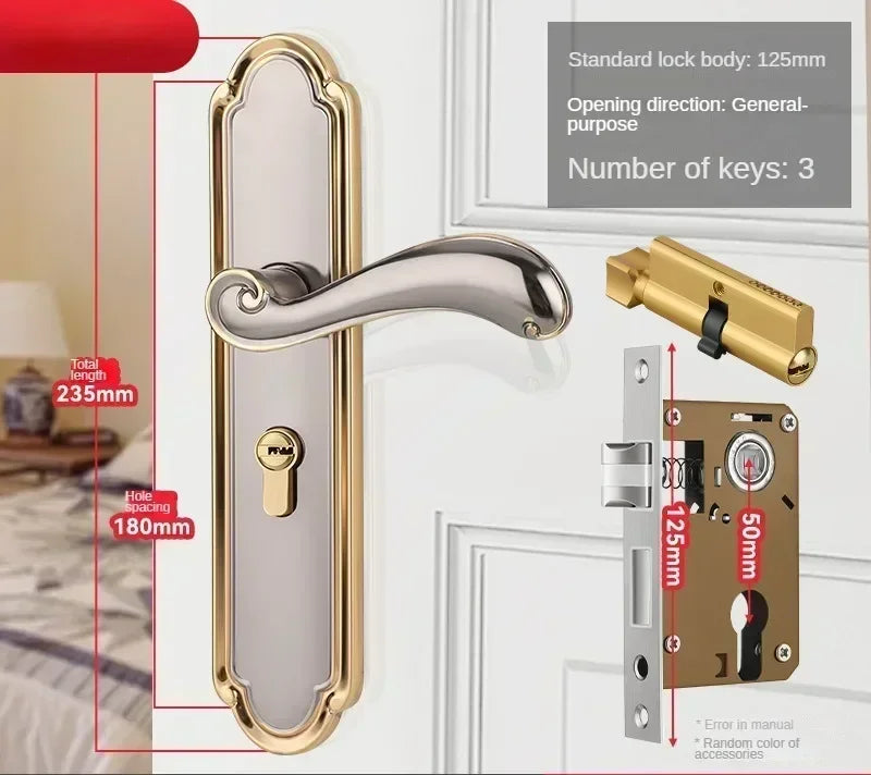 Apartment Room Wood Door Lock Set  House Anti-theft House Interior Door Bedroom Furniture Security Lock For Home Doors With Key