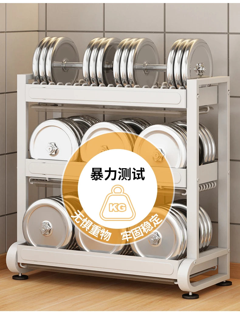 Kitchen Dish Storage Rack, External Hook Plate Organizer, Multi-Function Home Plate Holder, Compact Dish Organizer