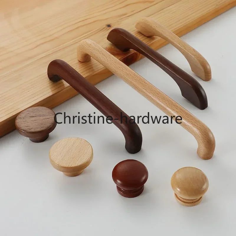 Simple Modern Wooden Cabinet Round Single-hole Handle Drawer Door Kitchen Shoe Cabinet Solid Wood Log Handle