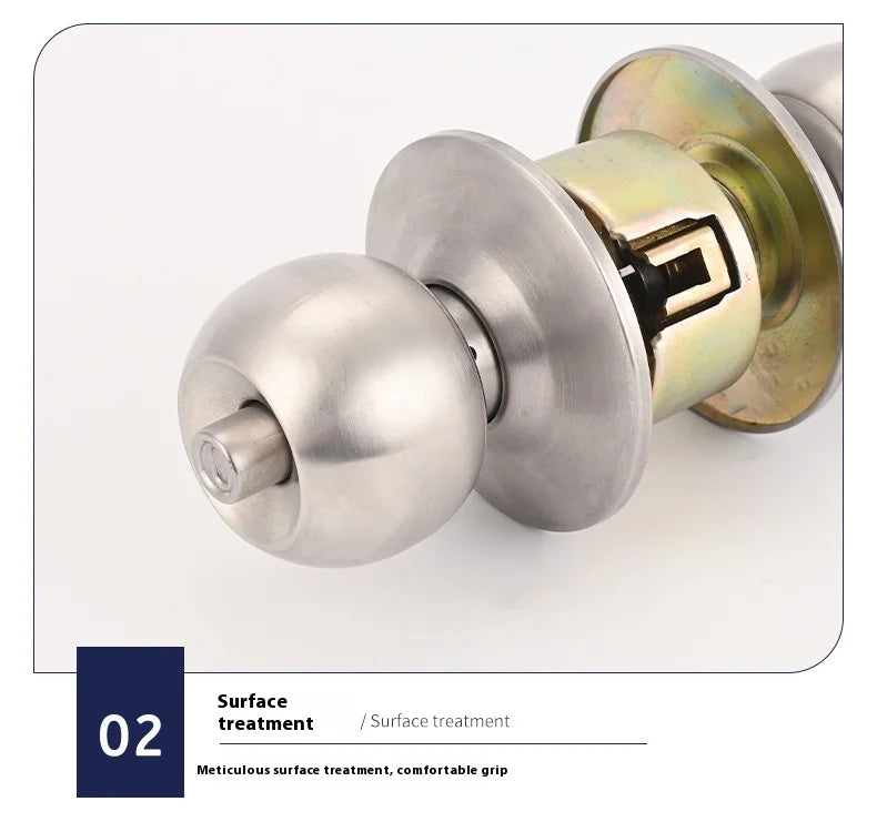 Anti-bumping House Door Handle Lock With Knobs Interior Round for Bedroom Bathroom Stainless Turn Thumb Armored Privacy Articles