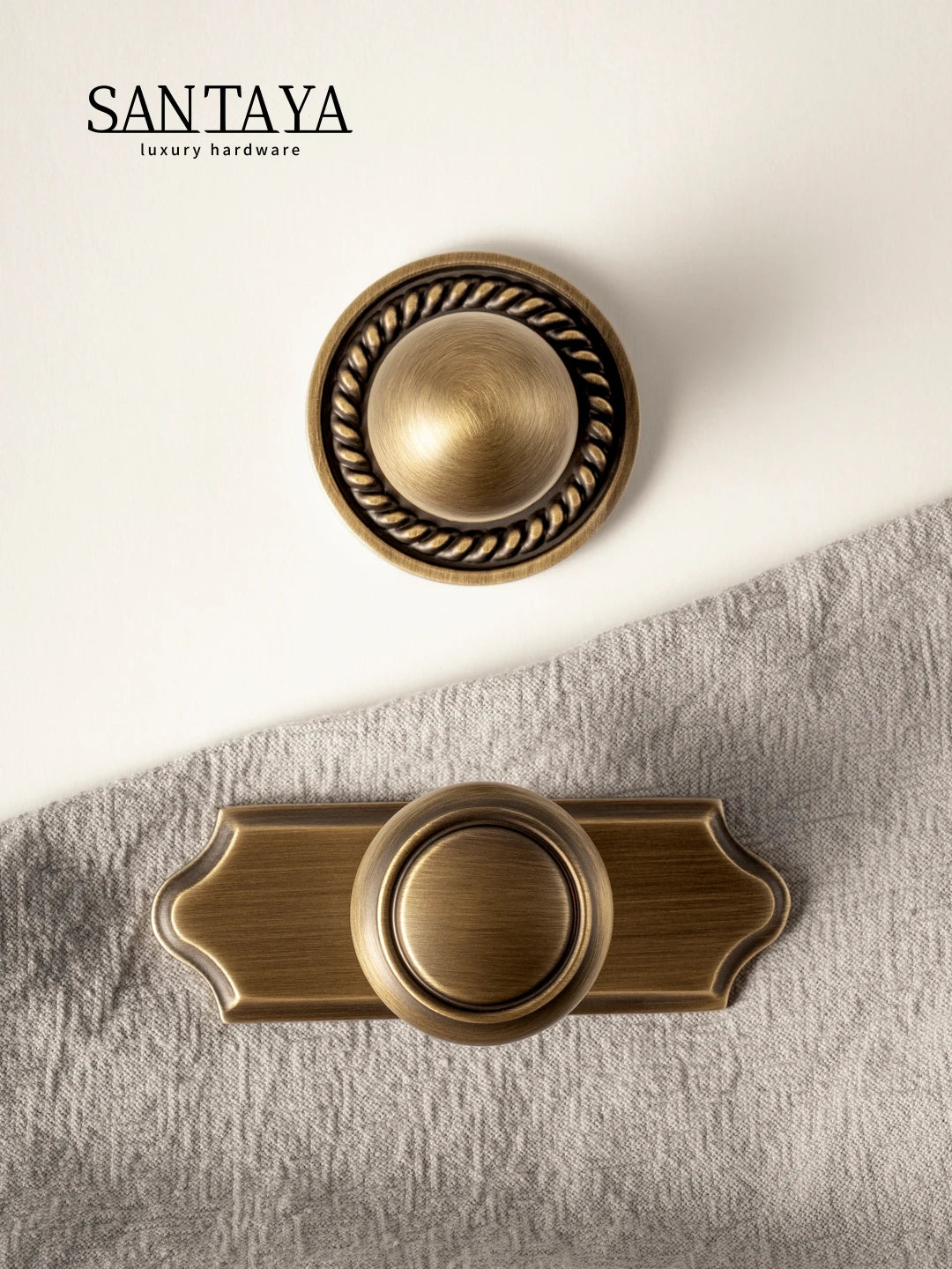 Santaya Antique Brass Cabinet Handles With Backplate Solid Bronze Wardrobe Pulls Kitchen Cupboard Door Knobs Furniture Handle