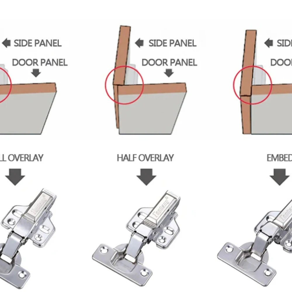 4Pcs Hinge Stainless Steel Hydraulic Cabinet Door Hinges Damper Buffer Soft Close Kitchen Cupboard Furniture Full/Embed