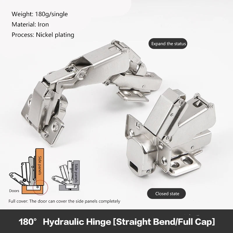 180 Degree Cabinet Hinge 304 Stainless Steel Soft Closing Hydraulic Damping For Kitchen Wardrobe Door Full Overlay Half Inset