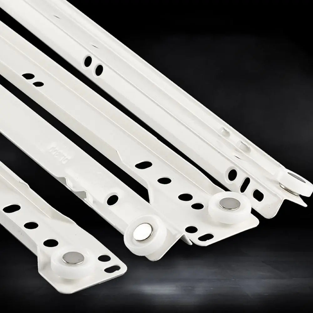 1Pair Chute Cabinets Keyboard Roller Pulley Furniture Slides Mute Two Section Drawer Track Slides Cabinet Rails