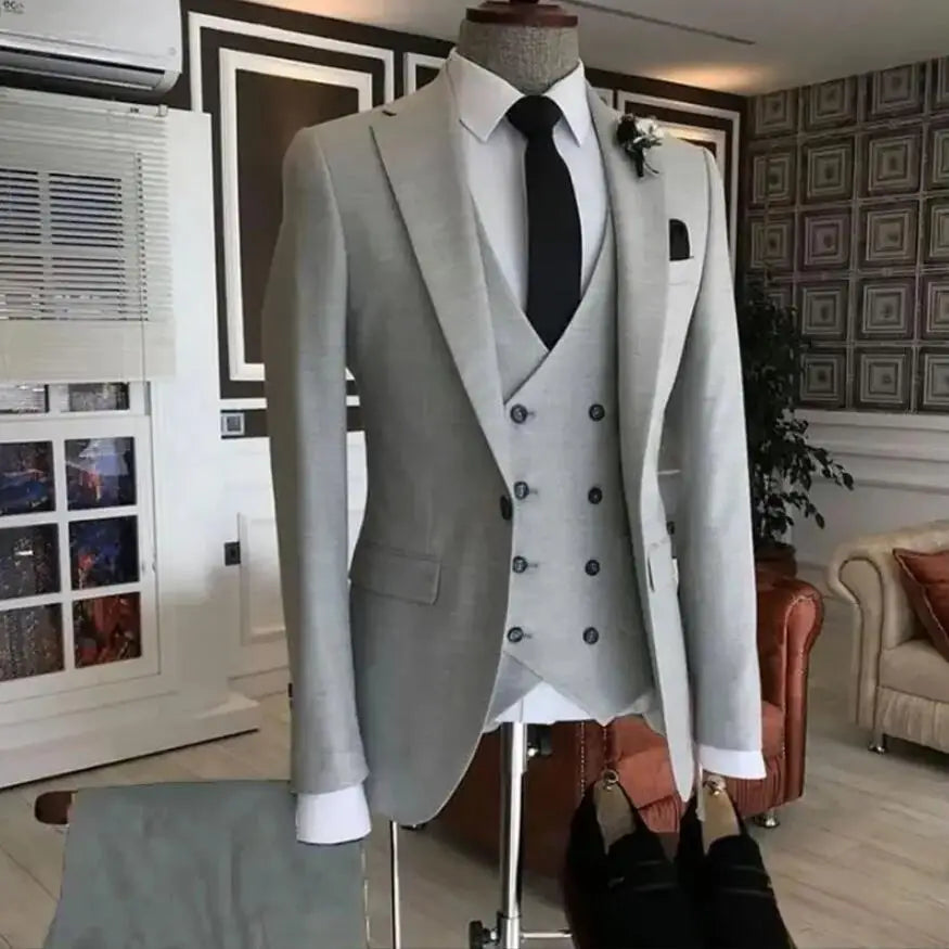 2021 Burgundy Double Breasted Vest Costume Homme Men Suit For Wedding Groom Wear  Prom Best Man Blazer Slim Fit 3 Pieces Terno