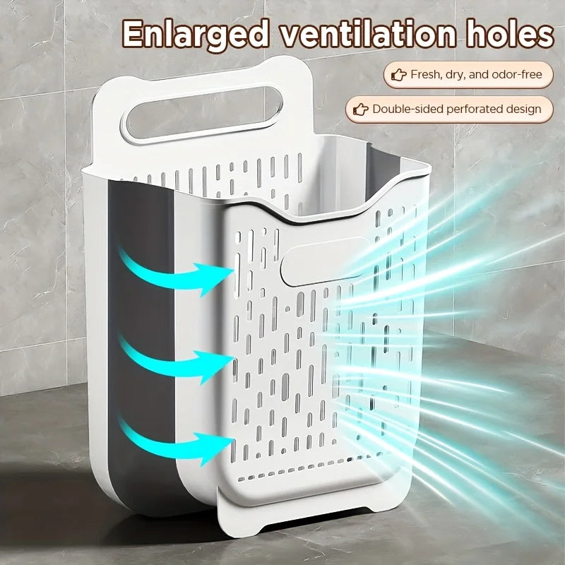 Laundry Basket Hamper,Hanging Wall Collapsible Laundry with Handle,Space-Saving Foldable Storage Dirty Washer Organizer Bin