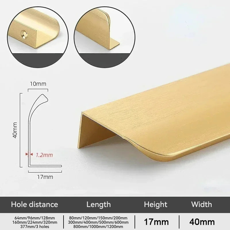 Simple Hidden Cabinet Handles  Kitchen Cupboard Door Pulls Elegance Long Handles Aluminum Alloy  Furniture Handle Hardware