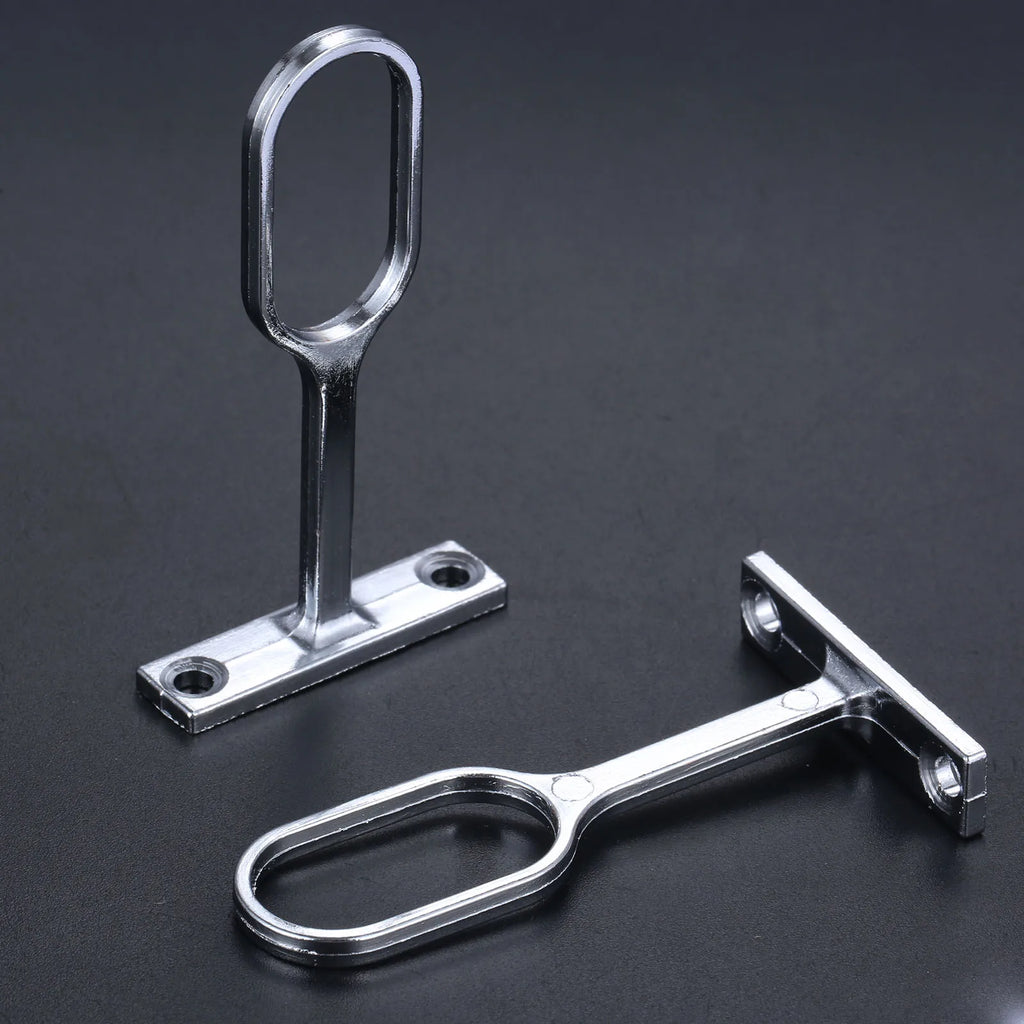 6pcs 16mm Steel Closet Rod End Supports Wardrobe Cabinet Clothes Through Flange Seat Pipe Fittings Clothes Rod Curtain Tube Seat