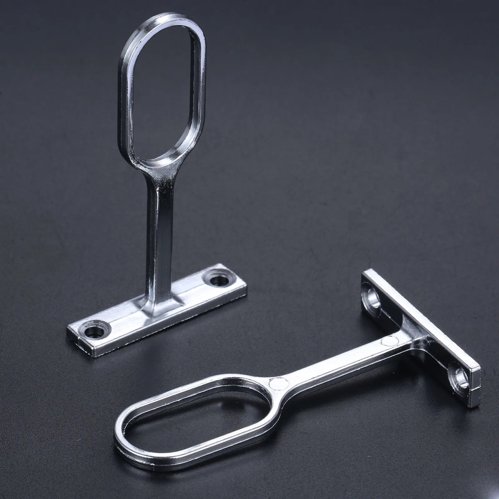 6pcs 16mm Steel Closet Rod End Supports Wardrobe Cabinet Clothes Through Flange Seat Pipe Fittings Clothes Rod Curtain Tube Seat