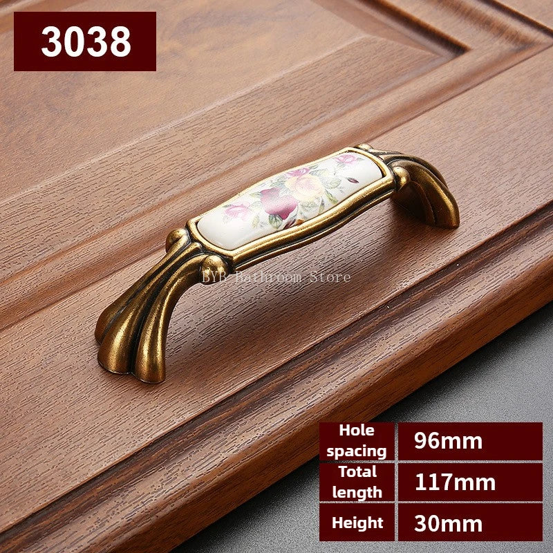 Drawer Knobs Wardrobe Door Handle European Furniture Hardware Zinc Alloy Antique Bronze Ceramic White Cabinet Handles