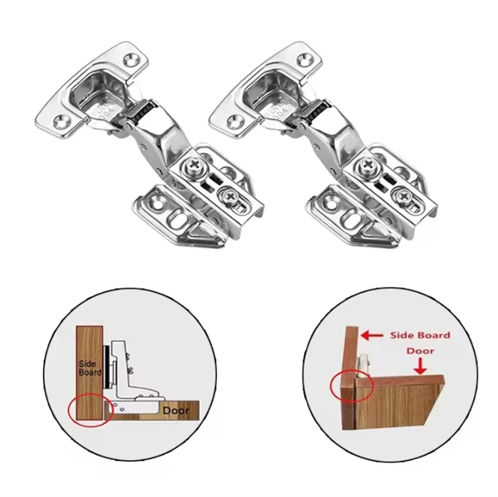 2-8 Pcs Stainless Steel Cabinet Door Hinges Hydraulic Damper Buffer Soft Close Quiet Wardrobe Door Concealed Hinges with Screws