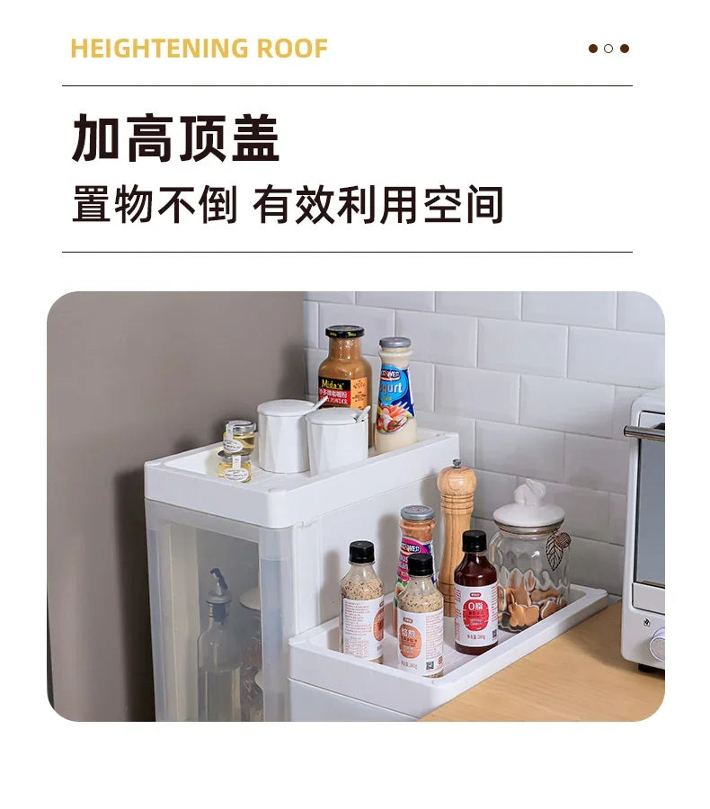Multi-Tier Spice Holder with Pull-Out Drawer Convenient Mobile Kitchen Organizer Utility Rack for Easy Access