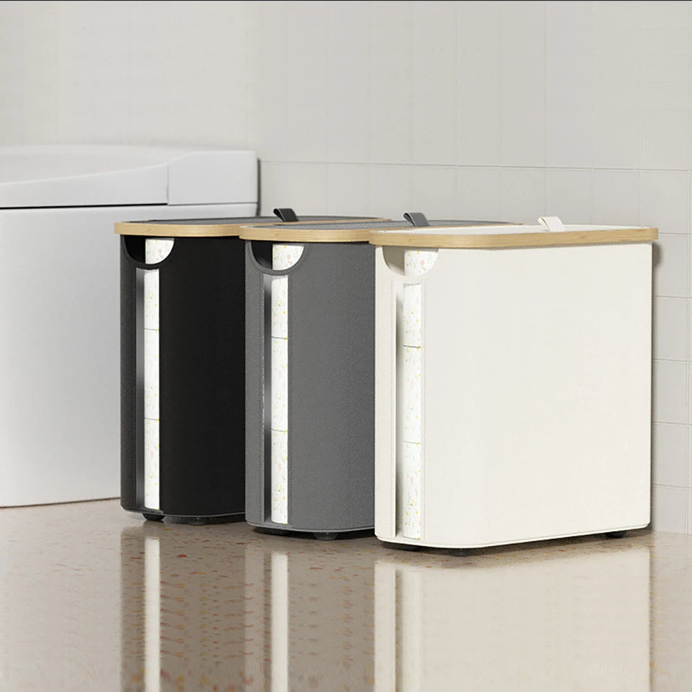 Toilet Paper Storage Basket with Lid Holds 12 Roll Paper Foldable Large Capacity Toilet Paper Holder