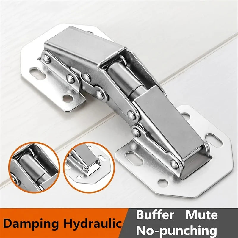 4/6PCS 90 Degree Steel Cabinet Hinges No-Drilling HoleHydraulic Buffer Hinge Kitchen Cabinet Cupboard Hinges Furniture Hardware