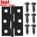 Black Door Hinges Stainless Steel Butt Hinges with Screws Cabinet Drawer Furniture Hinges Mounting Plate Flat Fixing Brackets