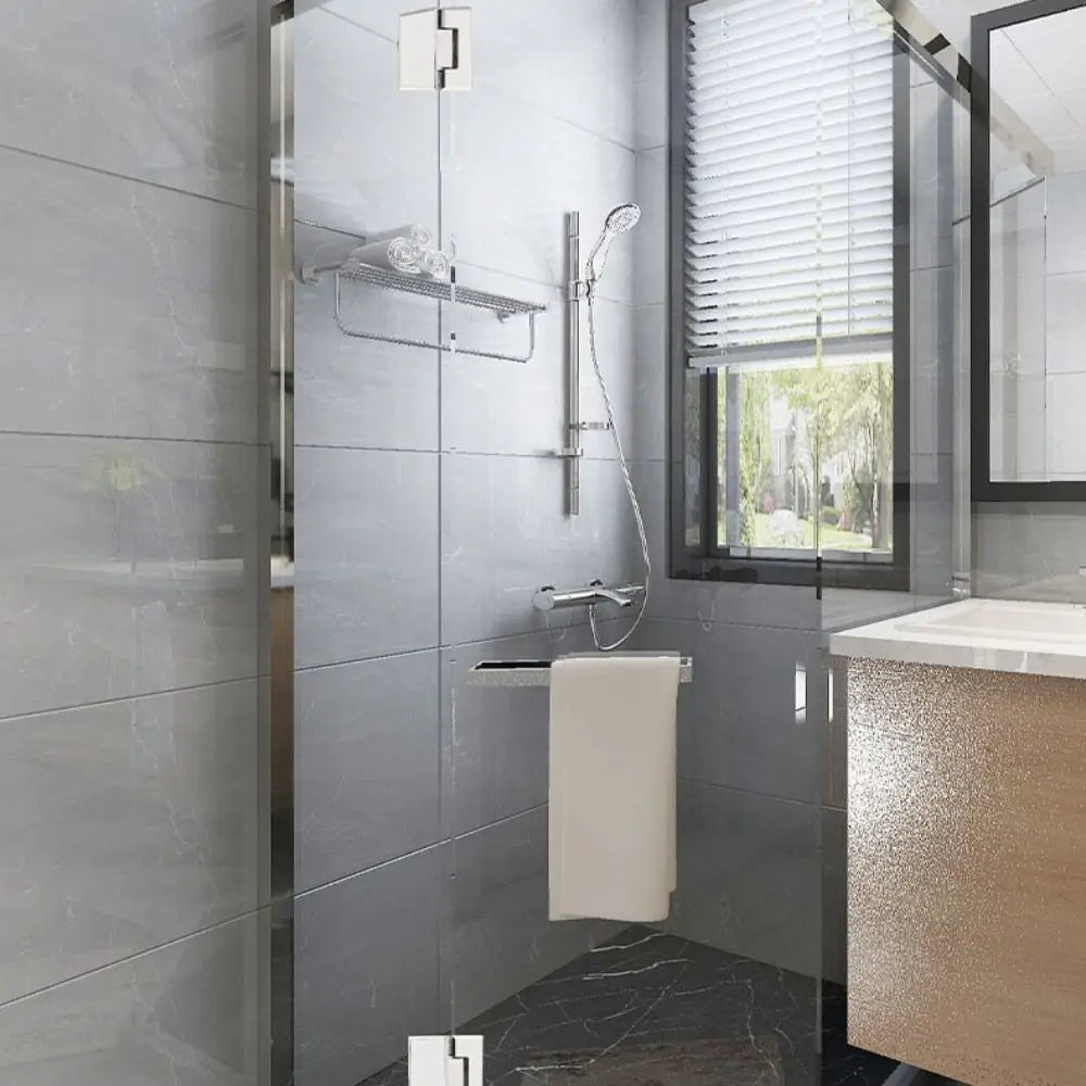Stainless Steel Bathroom Door Hinges 90°/135°/180° Solid Sheet Glass Door Bracket Clip Silver/black/golden