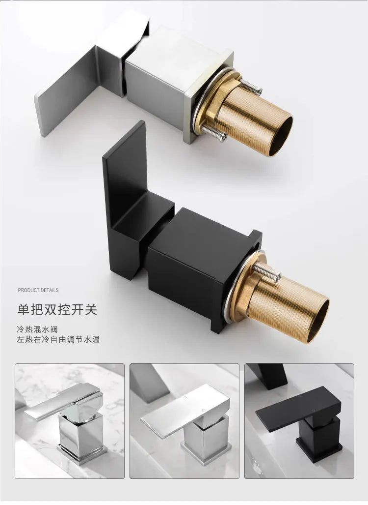 Bathroom waterfall bathtub faucet two-hole cold and hot water Single handle control Sink faucet shower