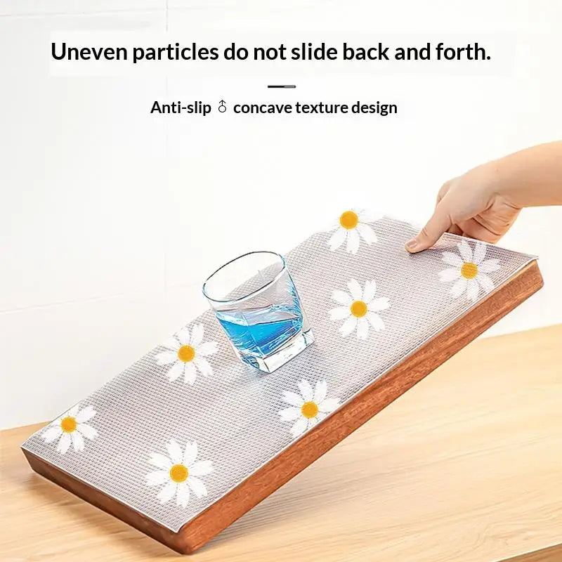 Flower Kitchen Cabinet Mat Reusable Drawer Mat Kitchen Dining Table Mat Insulation Mat Waterproof Moisture-proof Drawer Mat