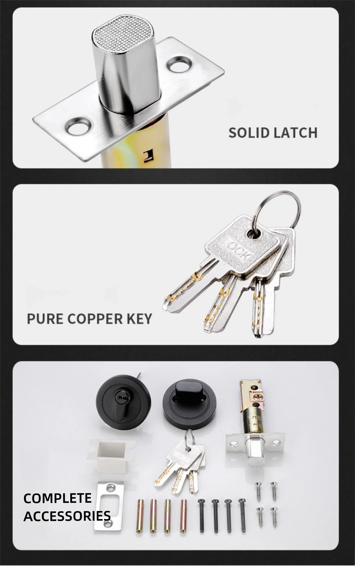 Hidden door lock; concealed lock; wooden door lock; single and double-sided lock; bedroom door lock; hallway lock; auxiliary ind