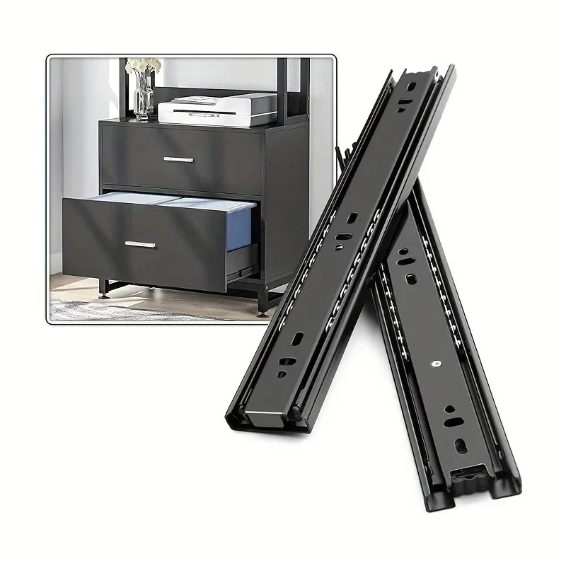 Cold Rolled Steel Hydraulic Damping Silent Three-Section Wardrobe Drawer Slides with Guide Rail Hardware