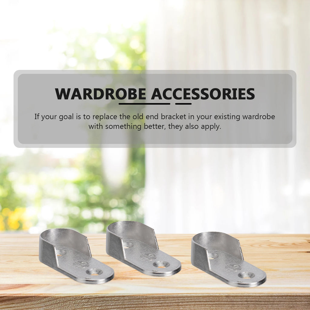 6/12/30pcs Oval Closet Rod End Supports Wardrobe Tube Support Bracket Clothes Hanging Rod End Holder With Screw Hardware Parts
