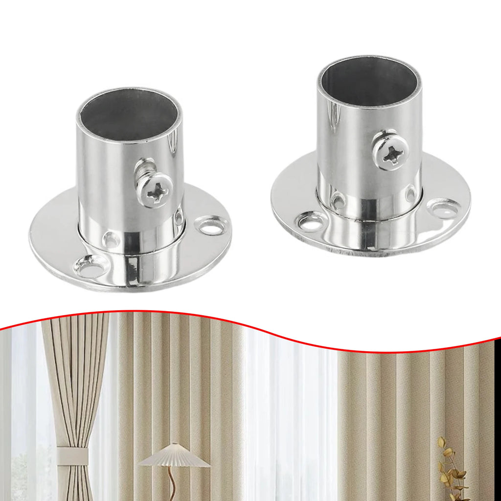 2pc 19-32mm Stainless Steel Wardrobe Support Closet Rod Flange Bracket Clothes Rod For Seat Hanger Pipe Holder