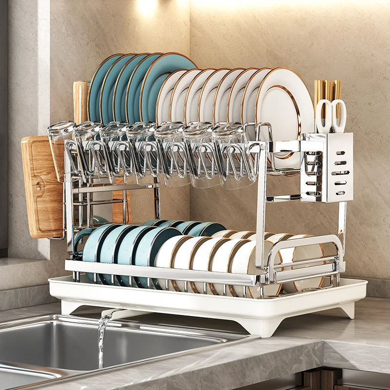 304 stainless steel kitchen storage rack, bowl and plate storage box, draining rack, multifunctional home storage rack for bowls