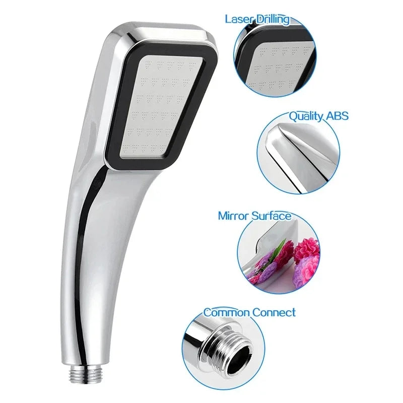 Bathroom Shower Head 300-Hole Square Hand-Held Pressurized Shower Nozzle Bath Shower Pressurized Head Water-Saving