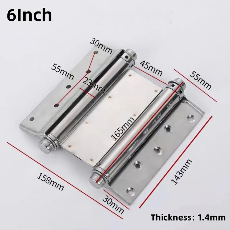 Stainless Steel Double Open Spring Hinge Double-sided Door Hinge Automatic Self Closing Two Way Free door Fence Dedicated Hinge