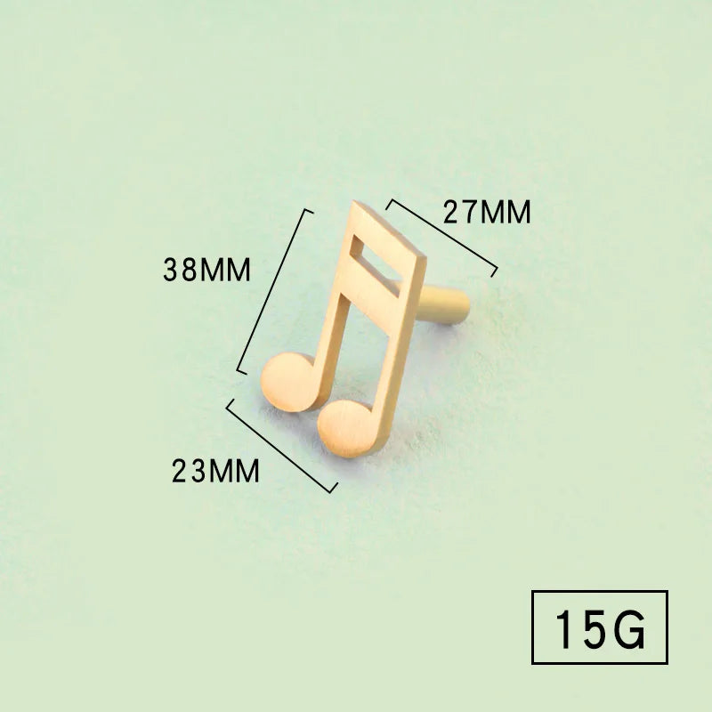 Musical Note Brass Furniture Handles and Knobs for Kitchen Cabinet Modern Dresser Door Handle Drawer Pulls