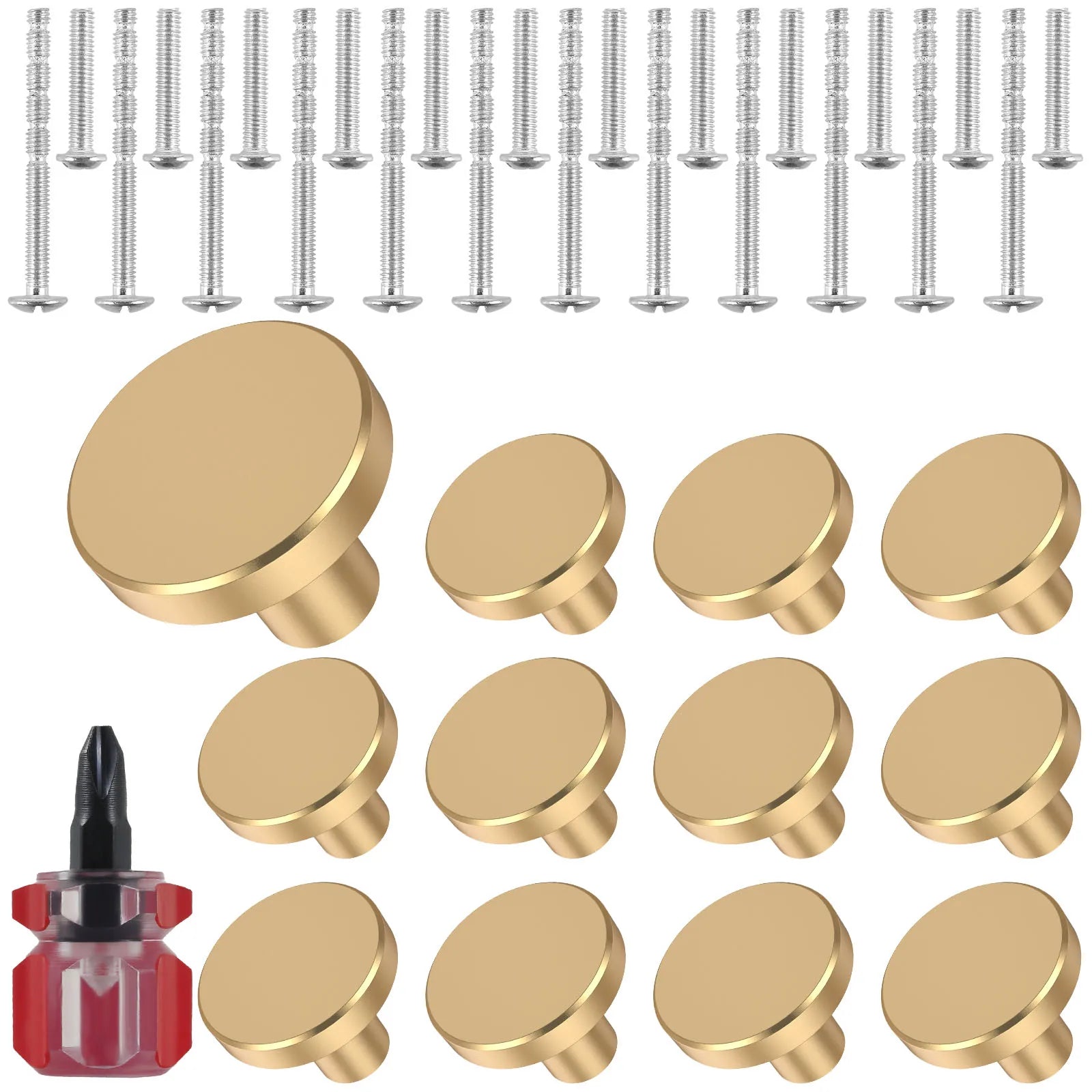 12Pcs Drawer Knob Set Gold Cabinet Knobs Aluminum Alloy Furniture Knob Handle for Cabinets Drawer Dresser Door 25x20x10mm