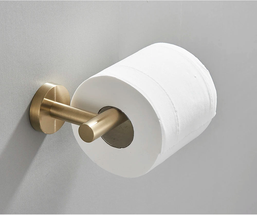 Brushed Gold Bathroom Accessories Towel Bar Bath Robe Hook Bathroom Hardware Set Shelf for Towels Paper Tissue Holder