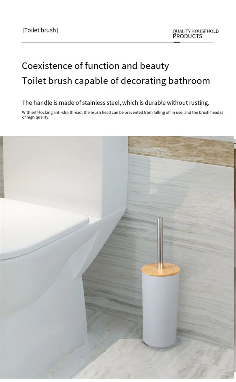 Bamboo Bathroom Accessories Toilet Brush Toothbrush Holder Gargle Cup Soap Holder Lotion Dispenser Bathroom Essential Accessory